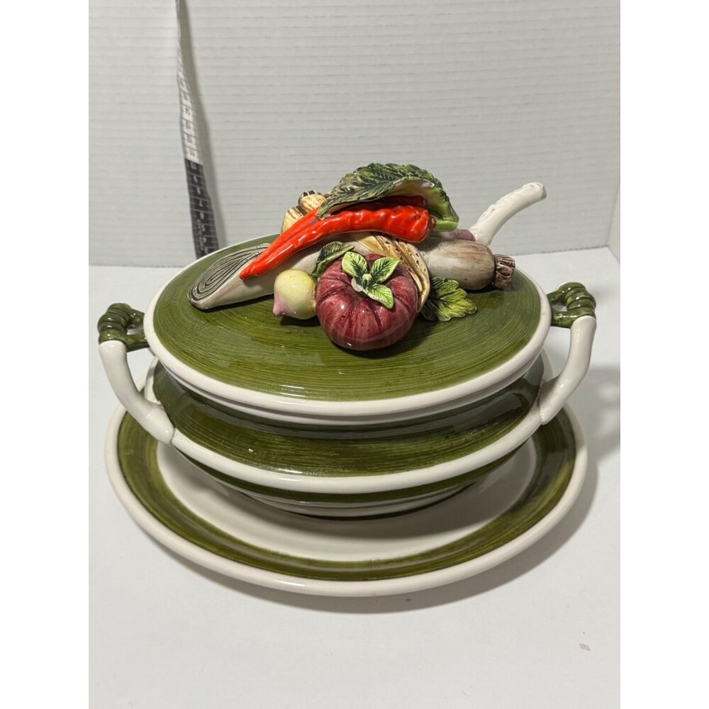 Arnart 5th Avenue Garden Harvest Soup Tureen Lid Ladle Underplate Vintage w/lade